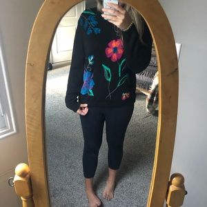 Vintage oversized floral neon retro beaded sweater